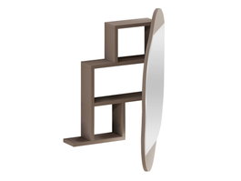 Hanah Home Mueble de Baño con Espejo y Almacenamiento, Light Mocha, 60x75x13 cm